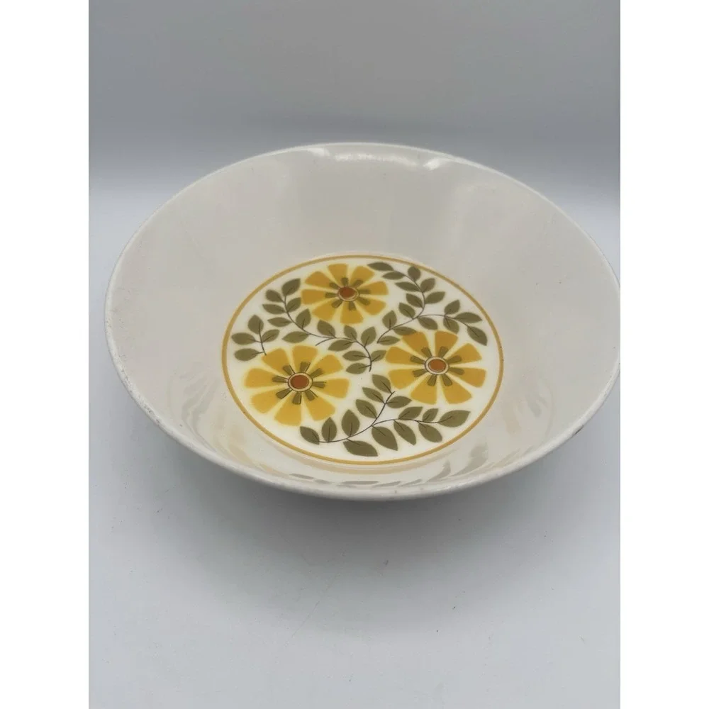 Vintage 1974 Mikasa‎ Ben Seibel Duplex Trellis Yellow/Avocado Serving Bowl#2526